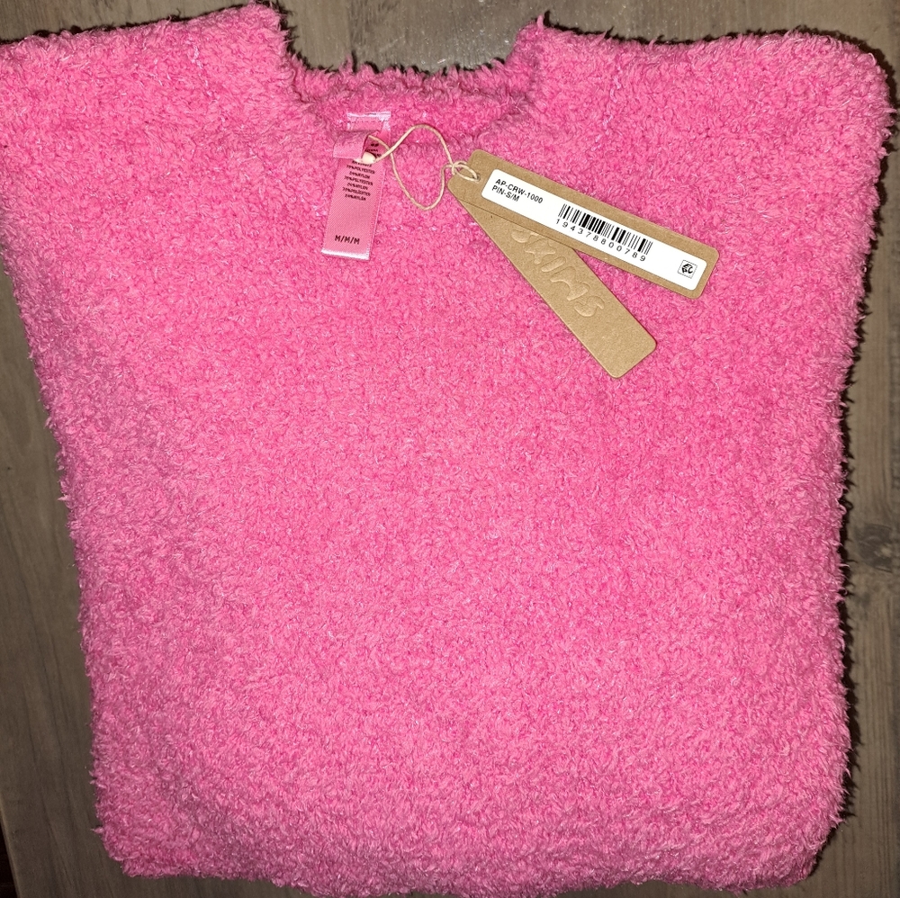 🚨 SOLD OUT 🚨  SKIMS Pullover Unisex Oversized Cozy Knit Boucle Sweater Pink - Picture 6 of 7